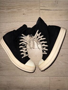 Rick Owens Black DRKSHDW Denim Ramones Hightop Sneakers